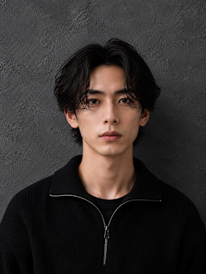 センターパート×ニュアンスパーマ×フェザーパーマ×大人men