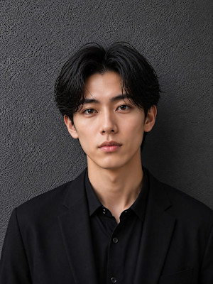 センターパート×ニュアンスパーマ×ビジネス大人men'sカッ