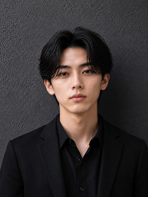センターパート×ニュアンスパーマ×ビジネス大人men'sカッ