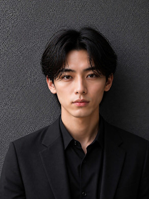 センターパート×ニュアンスパーマ×ビジネス大人men'sカッ