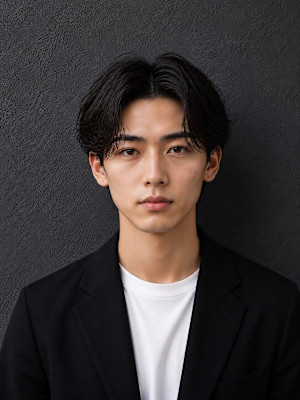 センターパート×ニュアンスパーマ×ビジネス大人men'sカッ