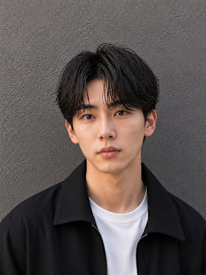 センターパート×ニュアンスパーマ×韓国風フェザーパーマmen