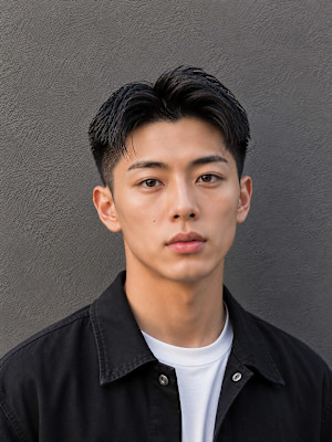 韓国風センターパート×コンマバング×ダウンパーマ×men's