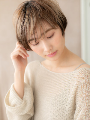 アンブレラカラーひし形抜け感ナチュラルショート20代30代