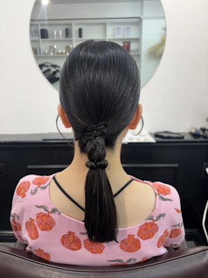 編み下ろしアレンジ/タイトヘアアレンジ/結婚式お呼ばれヘア
