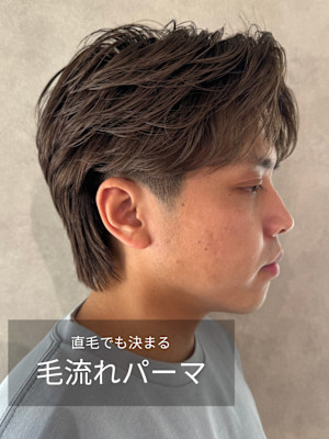 フェザーパーマ毛流れパーマセンターパートニュアンス眉カット