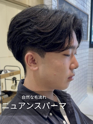 フェザーパーマ毛流れパーマセンターパートニュアンス眉カット