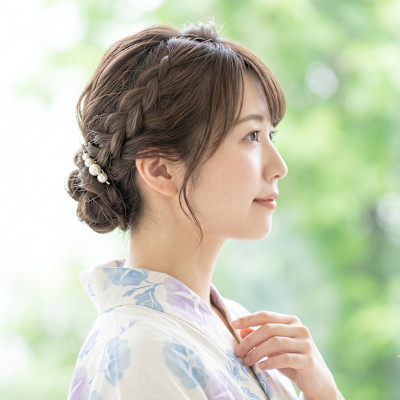大人上品な浴衣ヘア＊編み込み低めシニヨン