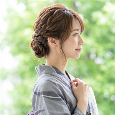 30代清潔感◇ルーズなシニヨンの上品浴衣ヘアセット