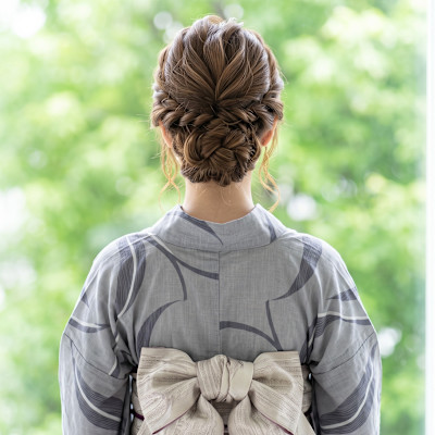 30代清潔感◇ルーズなシニヨンの上品浴衣ヘアセット