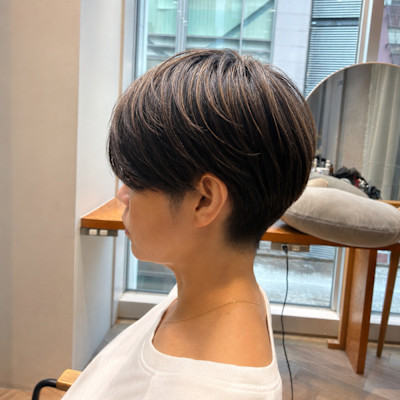 ◇大人40代50代60代ショートボブ丸みショート白髪ぼかし
