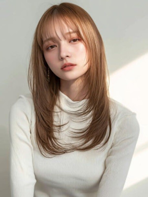 ハイトーンカラー ベージュ レイヤーカット 20代 ブリーチ