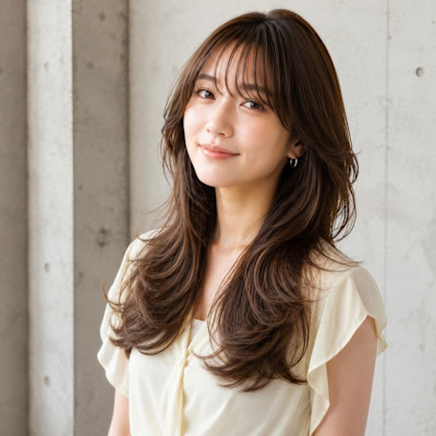 レイヤーカット　大人可愛いニュアンスカラー　ダブルカラー