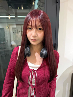 透明感ボルドーカラー
