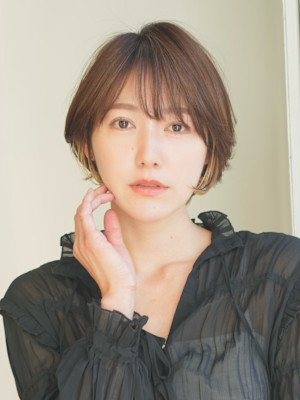 ショート・ボブ/丸顔/前髪あり/絶壁解消/30代/40代