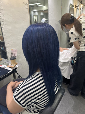 ブリーチ有りWカラー×ディープブルー