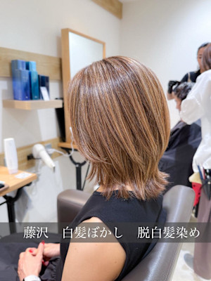 白髪ぼかしハイライトカラー30代40代50代ブルーグレージュ
