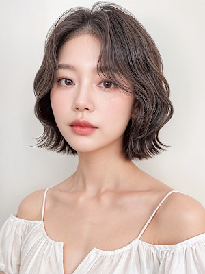 暗髪抜け感ウェットヘア前髪パーマこなれボブp3　インナーボブ