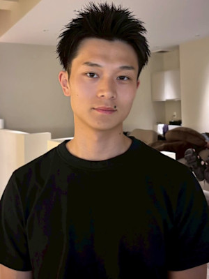 スパイキーショート アップバング 黒髪ショート メンズカット