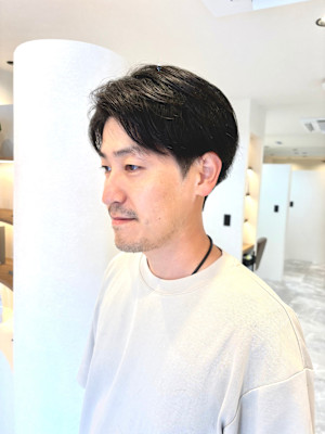 汗かいても楽なスタイル。軽めの流しスタイル