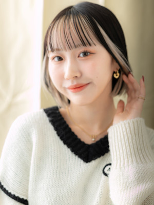 ミストバングフェイスフレーミングハッシュレイヤーボブ20代