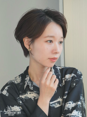 ショート・ボブ/丸顔/前髪あり/絶壁解消/30代/40代