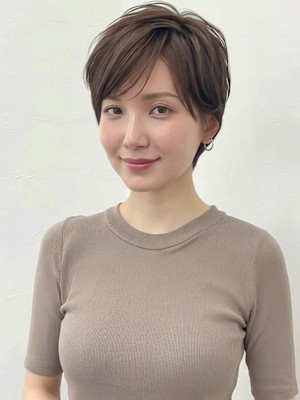 モカブラウン大人かっこいいナチュラルショートハンサムショート