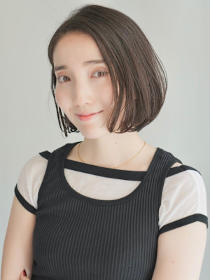 ショート・ボブ/丸顔/前髪あり/絶壁解消/30代/40代