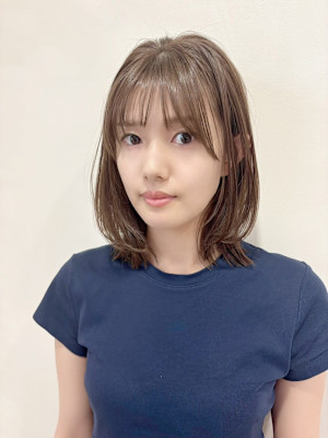 小顔前髪×ふわぼわミディアムボブ