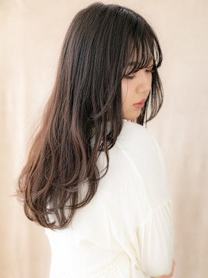 韓国巻きヨシンモリ黒髪ゆるふわロングウルフカット30代40代