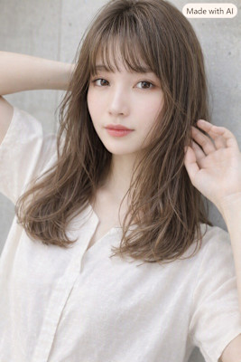 20代30代40代50代夏向け抜け感ミディアムミルクブラウン