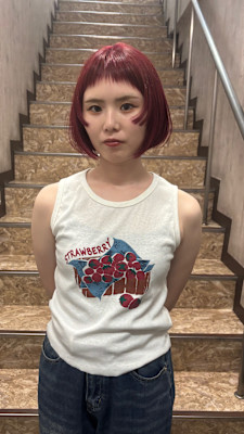 赤髪ボブ×ザグザグバング