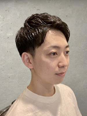 メンズアップバング　メンズカットショート