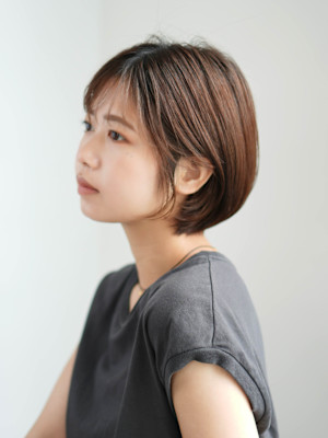 前下がりショート・ボブ/絶壁解消/前髪あり/20代/30代/