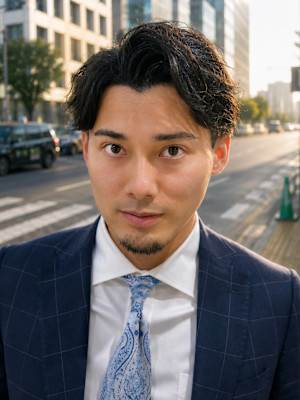 毛流れビジネスヘア