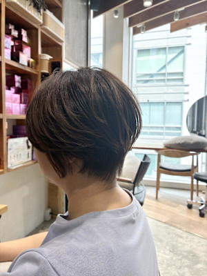 ◇大人40代50代60代ショートボブ丸みショート白髪ぼかし