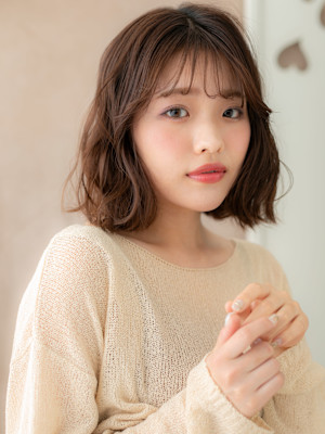 フレンチバング外ハネゆるふわプードルボブパーマ20代30代