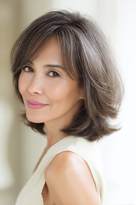 ３０代４０代５０代◎大人女性向け透明感グレージュ×白髪ぼかし