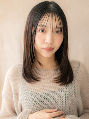 シースルーバングメテオストレートワンホンレイヤー20代30代