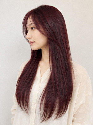 ワインレッド×艶感ロングレイヤー×髪質改善