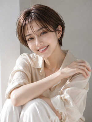 池袋 大人ショートヘア シースルー ハンサムショート 