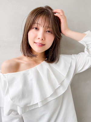 銀座で人気の髪質改善艶ボブ×薄め前髪
