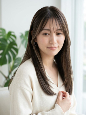 	 ロングヘアアレンジ/フェイスフレーミングカラー/内はね