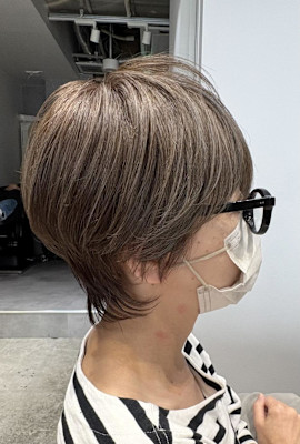 ◇大人40代50代60代ショートボブ丸みショート白髪ぼかし