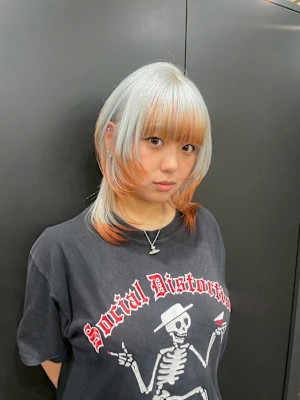 エンドカラー　デザインカラー　ケアブリーチカラー　ウルフ
