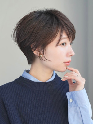 ショート・ボブ/丸顔/前髪あり/絶壁解消/30代/40代