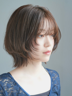 ボブレイヤー/丸顔/前髪あり/絶壁解消/20代/30代/40