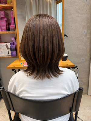 ◇大人40代50代60代ショートボブ丸みショート白髪ぼかし