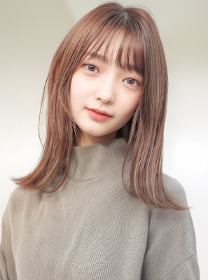 マロンベージュ大人美人顔周りレイヤーカットp3レイヤーウルフ