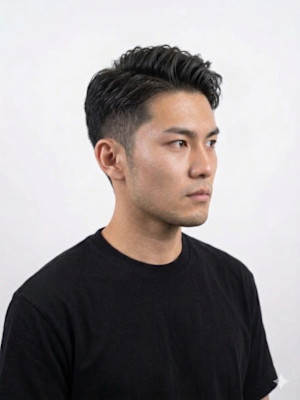 シャドーパーマフェザーアップメンズショートパーマクロップヘア
